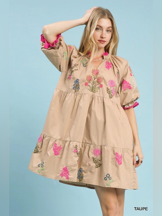 Umgee Dresses & Skirts - Umgee Embroidered Floral Tiered Dress